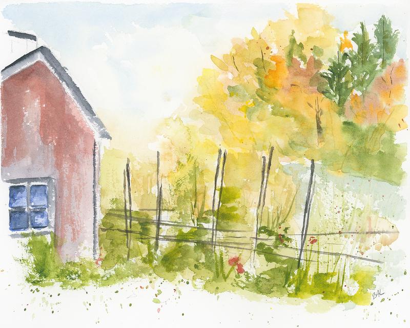 Red Cottage In Autumn